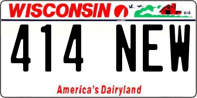 WI license plate 414NEW