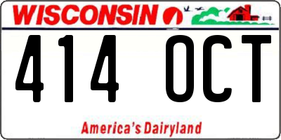 WI license plate 414OCT