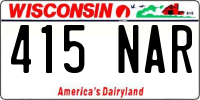 WI license plate 415NAR