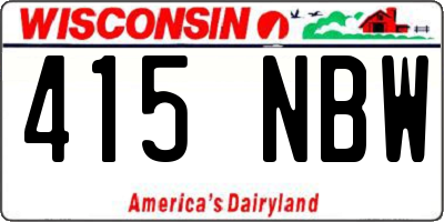 WI license plate 415NBW