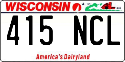 WI license plate 415NCL