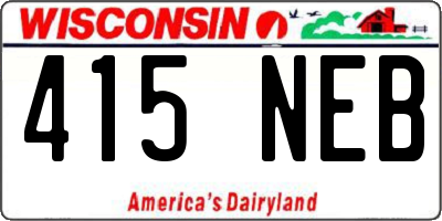 WI license plate 415NEB