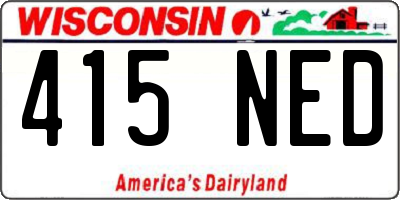WI license plate 415NED