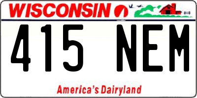 WI license plate 415NEM