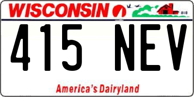 WI license plate 415NEV