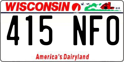WI license plate 415NFO