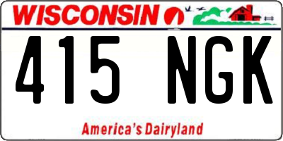 WI license plate 415NGK