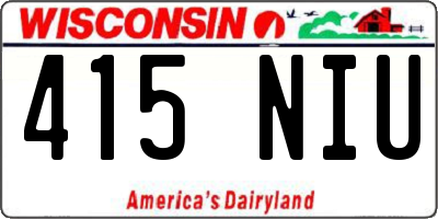 WI license plate 415NIU