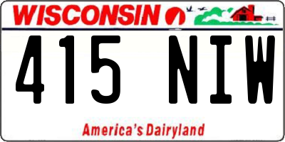 WI license plate 415NIW