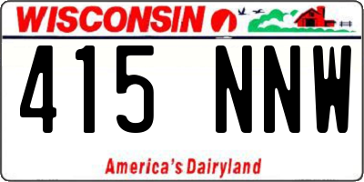 WI license plate 415NNW