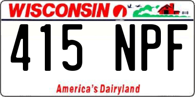 WI license plate 415NPF