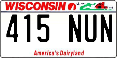 WI license plate 415NUN
