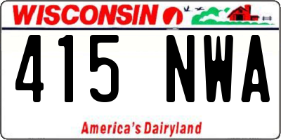 WI license plate 415NWA