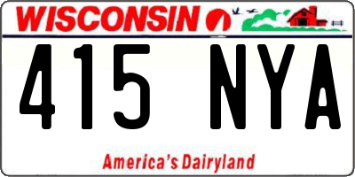 WI license plate 415NYA