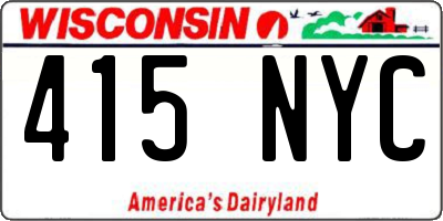 WI license plate 415NYC