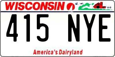 WI license plate 415NYE
