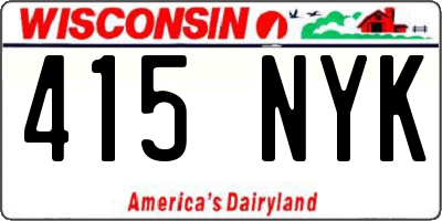 WI license plate 415NYK