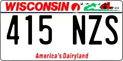 WI license plate 415NZS