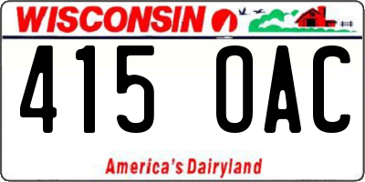 WI license plate 415OAC