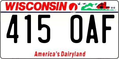 WI license plate 415OAF
