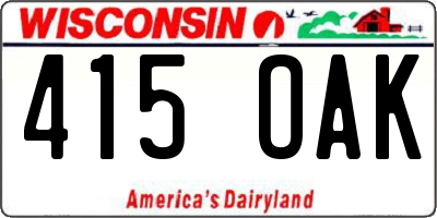 WI license plate 415OAK