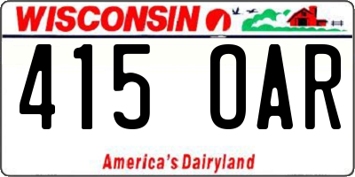 WI license plate 415OAR