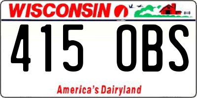 WI license plate 415OBS