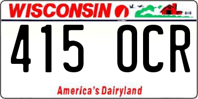 WI license plate 415OCR