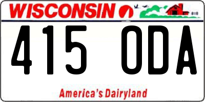 WI license plate 415ODA