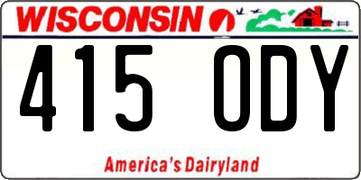 WI license plate 415ODY