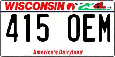 WI license plate 415OEM