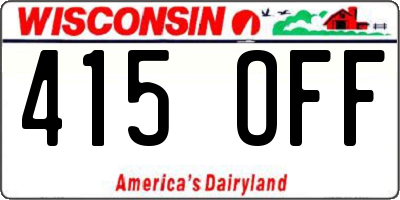 WI license plate 415OFF