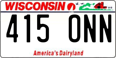 WI license plate 415ONN