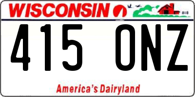 WI license plate 415ONZ