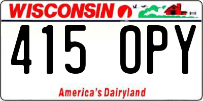 WI license plate 415OPY