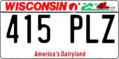 WI license plate 415PLZ