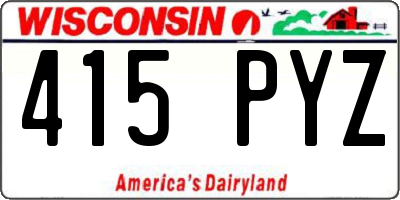 WI license plate 415PYZ