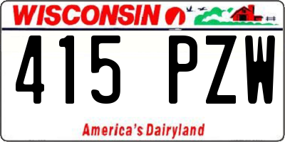 WI license plate 415PZW