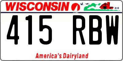 WI license plate 415RBW