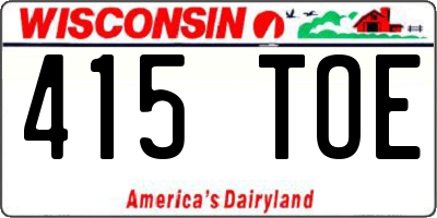 WI license plate 415TOE