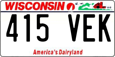 WI license plate 415VEK
