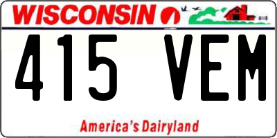 WI license plate 415VEM