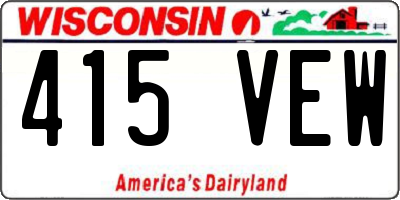 WI license plate 415VEW