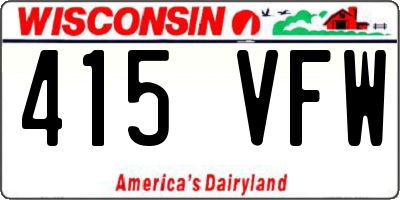 WI license plate 415VFW