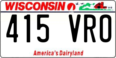 WI license plate 415VRO