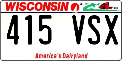 WI license plate 415VSX