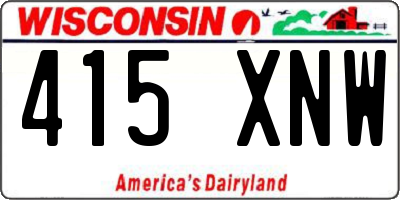 WI license plate 415XNW