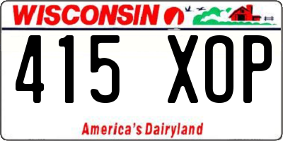 WI license plate 415XOP