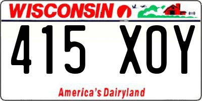 WI license plate 415XOY
