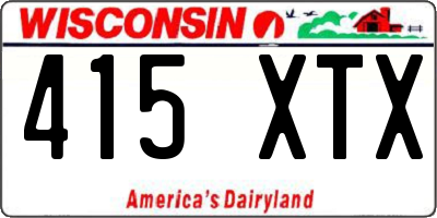 WI license plate 415XTX